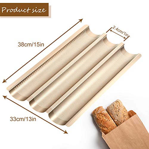 Bread Baking Kit, Nonstick Perforated Baguette Pan and Bakes Dough Couche, French Bread Loaf