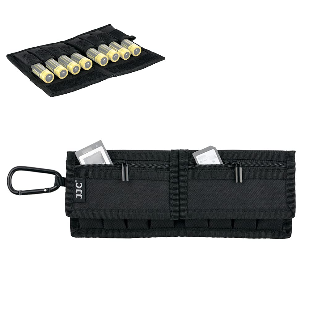 JJC Battery Pouch Bag Pockets for 8 Pcs 18650 Battery & Memory Card Holder Case for SD SDHC SDXC Cards