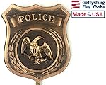 Police Bronze Premium Grave Marker, Cemetery Memorial Flag Holder, Law Enforcement Remembrance Plaque, Made In USA