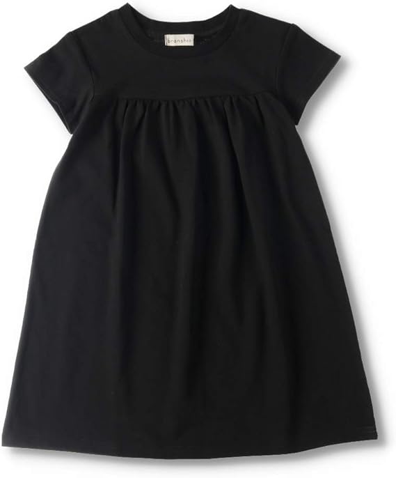Amazon ブランシェス Web限定 胸元ギャザー 半袖 ワンピース 女の子 キッズ 子供 1cm ブラック ワンピース チュニック 通販