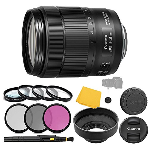 Canon EF-S 18-135mm F/3.5-5.6 IS Nano USM Lens + 3 Piece Filter Set + 4 Piece Close Up Macro Filters + Lens Cleaning Pen + Pro Accessory Bundle - 18-135mm IS Nano USM - International Version