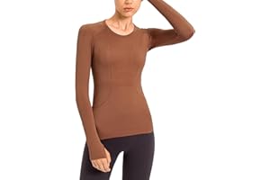 LUYAA Women's Workout Tops Long Sleeve Shirts Yoga Sports Breathable Gym Athletic Top Slim Fit