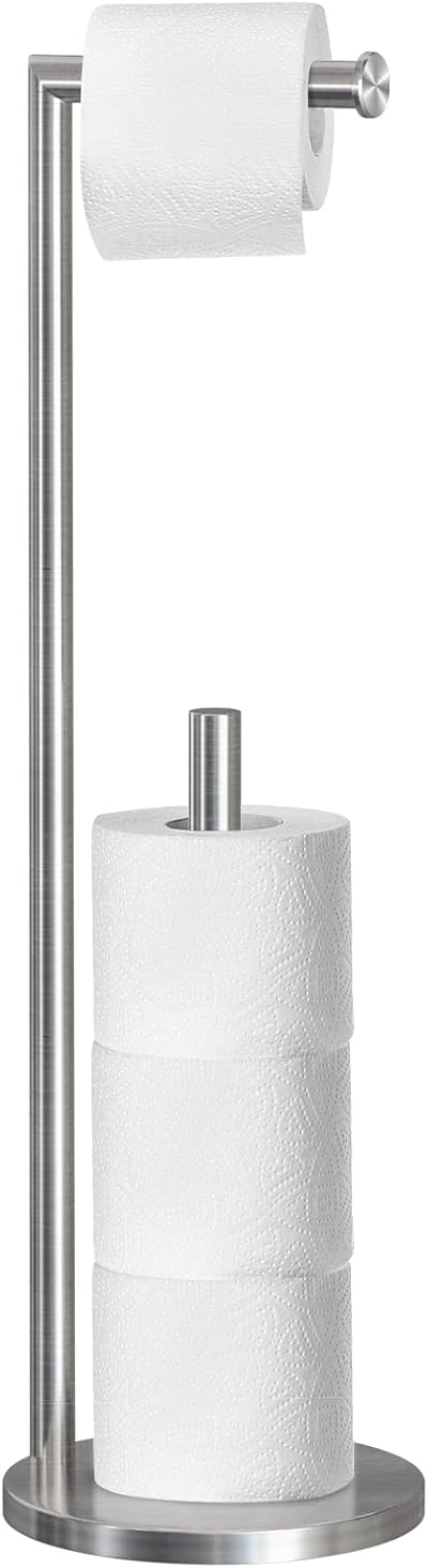 Topsky Free Standing Toilet Paper Holder Stand Stainless Steel Silver 4 Jumbo