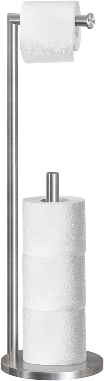 Topsky Free Standing Toilet Paper Holder Stand Stainless Steel Silver 4 Jumbo
