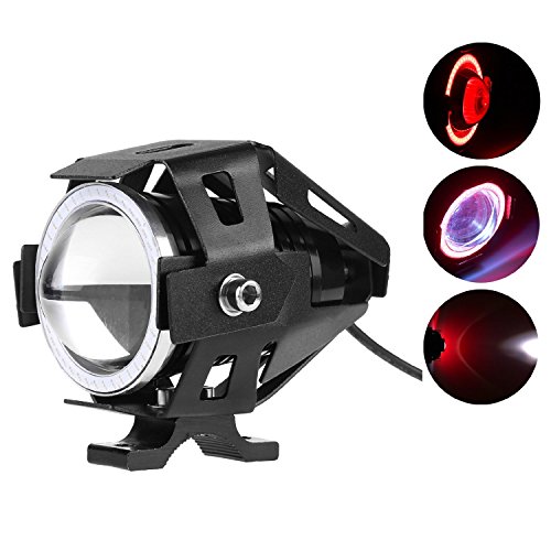 LandlordÂ® 125W Super Bright Car Motorcycle CREE U7 LED Driving DRL Fog Head Spot Light Lamp Day time Lights Headlight Angel Eyes Ring (Red)