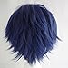 Alacos Fashion Dark Blue Short Straight Layered Unisex Cosplay Wig Anime Wig Layered Hair + Wig Cap