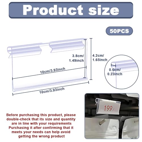 WYAN Pack of 50 Price Holders for Shelf, Transparent Label Holder, Price Labels 10 x 4.3 cm, Price Holder for Shops, Label Holders for Supermarket Counter Shop
