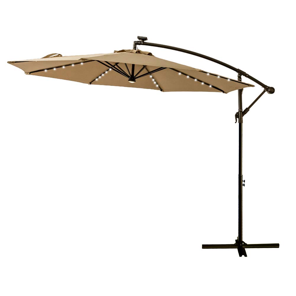 Mua Flame Shade 10 Ft Offset Cantilever Outdoor Patio Umbrella With Solar Led Lights Beige Tren Amazon Má»¹ Chinh Hang 2020 Fado