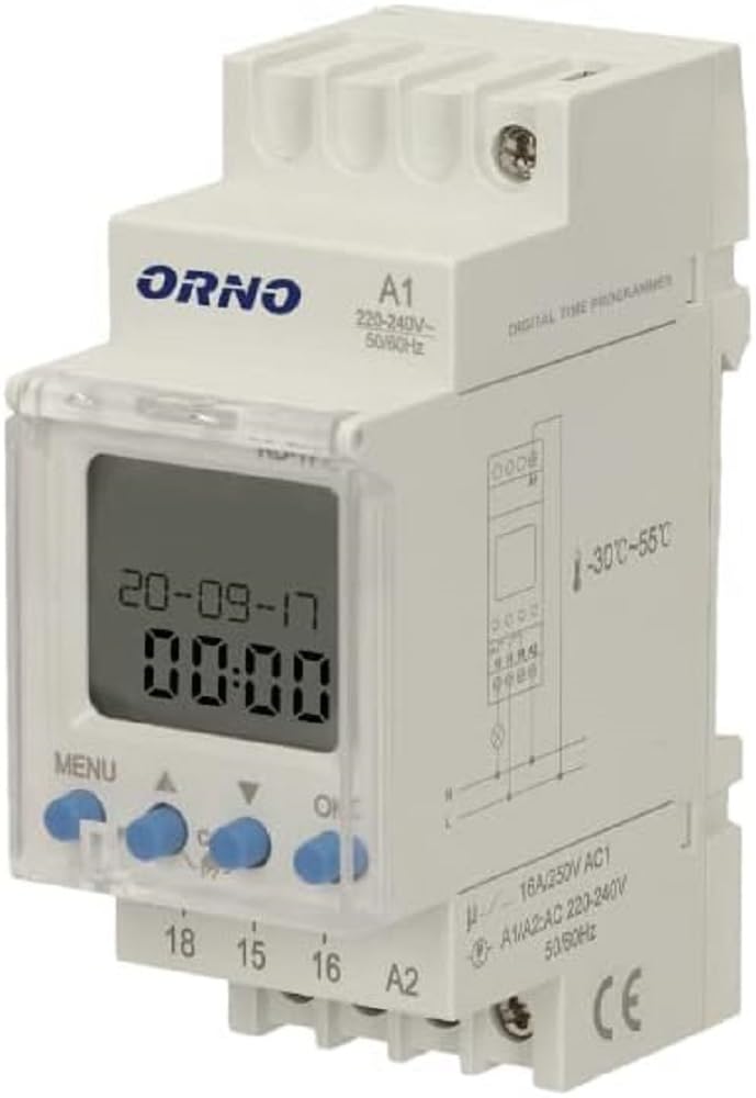 ORNO PRE-451 Digital Astronomical Timer 100 Programmes 3 Menu Languages 2 Relay Outputs and Night Pause Function White