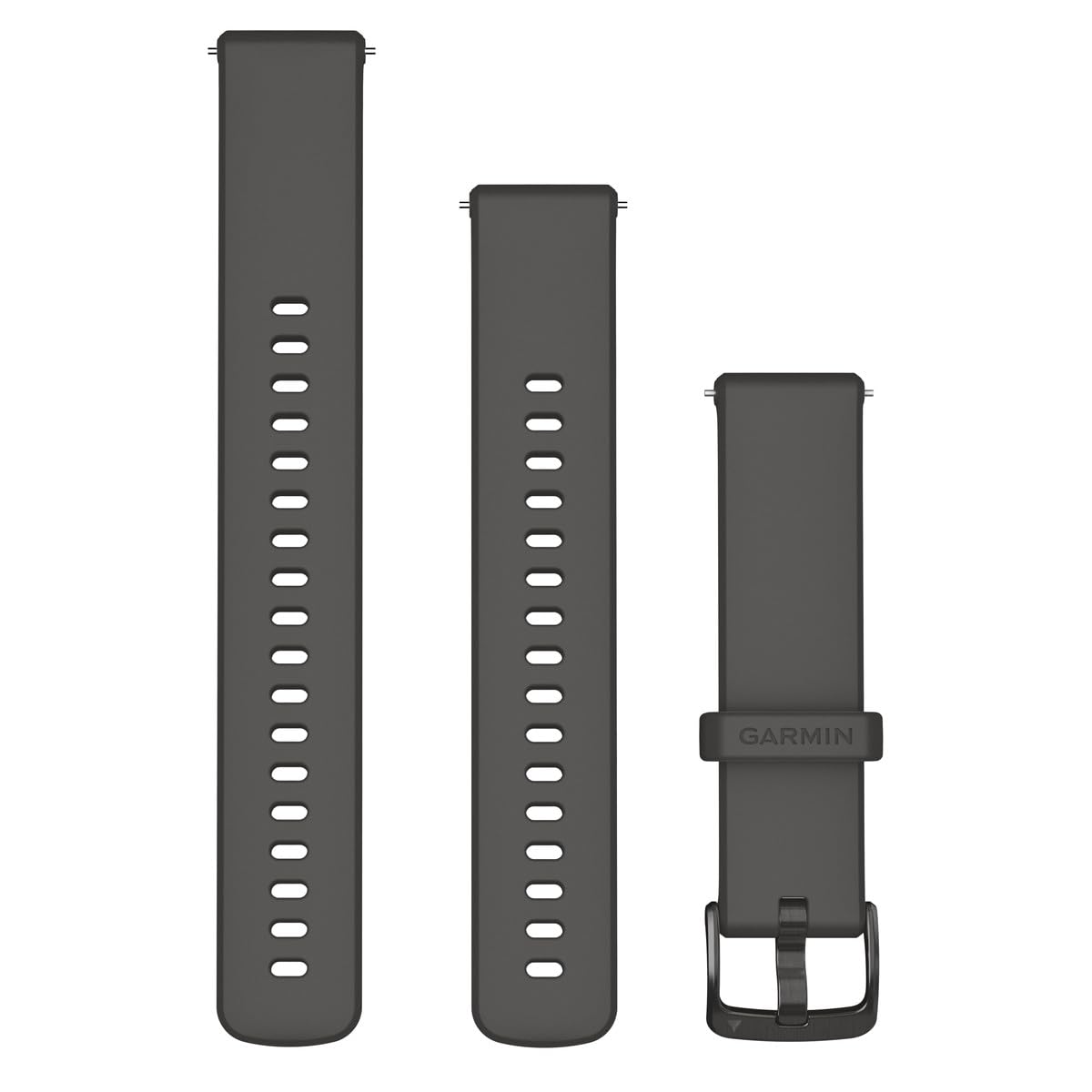 Garmin Quick Release Bands (18mm), suitable for selected Forerunner-,Venu- and vívoactive smartwatch series, Original accessory, Silicone, Pebble Grey with Slate Hardware — image 1
