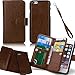For iPhone 6 6s Case, Roybens 9 Card Slot PU Leather Wallet Case 2 in 1 Magnetic Detachable Back Cover Flip Case with Wrist Strap For Apple iPhone 6 6s (4.7) Brown