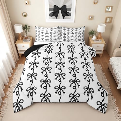 Erose Bridal Black Bowknot Comforter Set