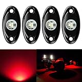 4 Pods LED Rock Lights, Ampper Waterproof LED Neon Underglow Light for Car Truck ATV UTV SUV Jeep Offroad Boat Underbody Glow Trail Rig Lamp (Red)