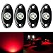 4 Pods LED Rock Lights, Ampper Waterproof LED Neon Underglow Light for Car Truck ATV UTV SUV Jeep Offroad Boat Underbody Glow Trail Rig Lamp (Red)