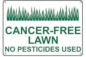 SIGNJOKER Weatherproof Plastic Cancer-Free Lawn No Pesticides Used Sign with English Text and Symbol
