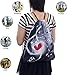 iColor Sackpack,Drawstring Backpacks,Stylish Multipurpose Girls Nylon Drawstring Bags Gym Bags ,Teen Dance Bag, Lightweight Gym Bag for Women Cycling Hiking,Team Training Gymsack (Music & Red Heart)