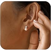 RMOYI Pearl Earrings,6mm/8mm/10mm Gold/Silver Pearl Stud Earrings for Women Dainty 14K Gold CZ Diamond Earring Trendy Hypoallergenic Wedding Earring for Women Bridesmaid Gift