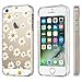 JIAXIUFEN Clear Slim Shockproof Flower Floral Pattern Soft Flexible TPU Silicone Back Cover Phone Case Compatible with iPhone 5 5S SE - Little Daisies