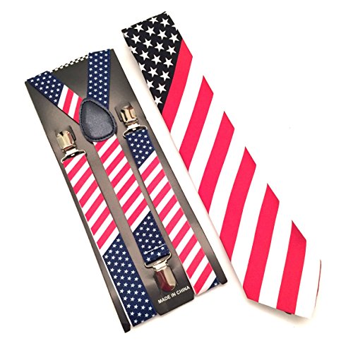 American Flag Suspenders and Necktie Set