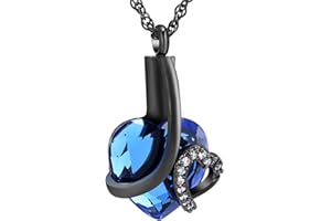 shajwo Cremation Jewelry Crystals Heart Urn Pendants Keepsake Memorial Necklaces for Human Ashes Locket Holder for Women Gilr