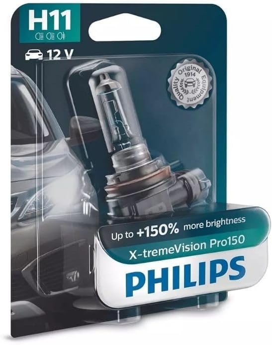 Philips X-tremeVision Pro150 H11 Headlight Bulb 150 Percent Brightness Yellow