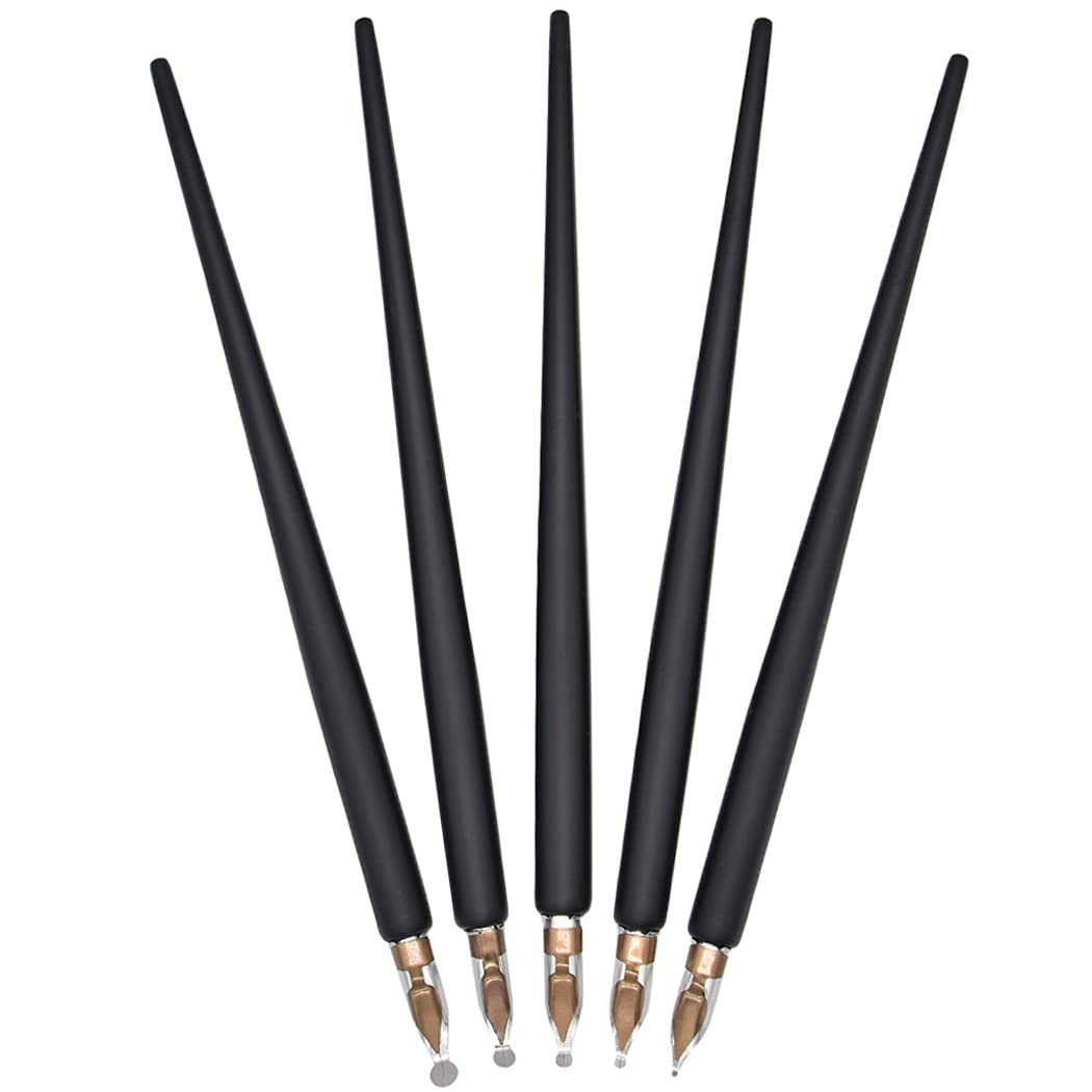 Gullor Wooden Cartoon Pen Set Calligraphy Dip Pens with 5 Size Nibs for Manga/Comic/Word Art/Pen-and-Ink Drawing, Black