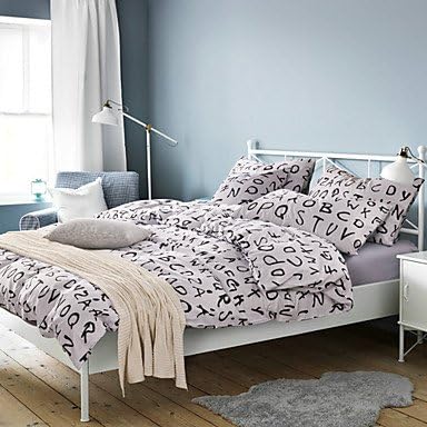 naluo 400TC 100% Cotton Duvet Cover Set 4 -Piece English Alphabet Pattern HT478