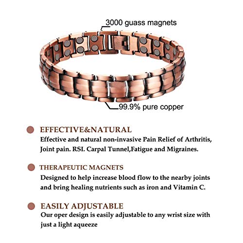 Copper and Bracelet for Men Large Copper Bracelet 8.5