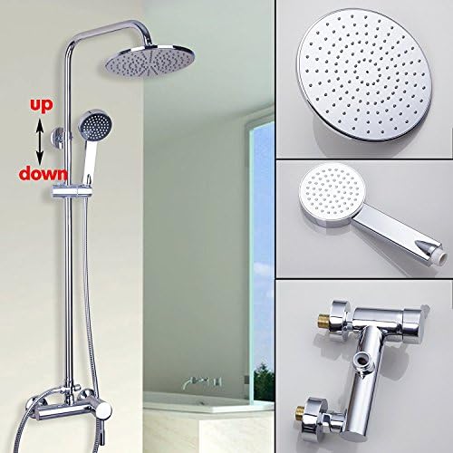 OUBONI Bathroom Chrome 8" Rainfall Shower Faucet Set Wall Mount Mixer Tap with Handheld Spray