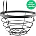 Vremi Fruit Basket for Kitchen - Wire Metal Fruit Bowl with Removable Banana Hanger - Round Baskets with Hanging Hook Holder in Black Decorative Modern Design - Fruits Storage for Countertop or Table