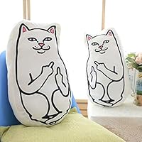 YLLLDDD 3D White Middle Finger Cat Smile Funny Adorable Pillow Cushion Sofa Bed Home Decoration Creative Gift