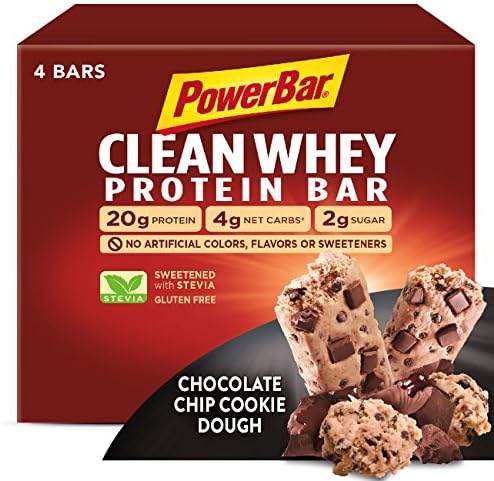 PowerBar Clean Whey Bar, Chocolate Chip Cookie Dough, 2.12 oz Bar, (4 Count)