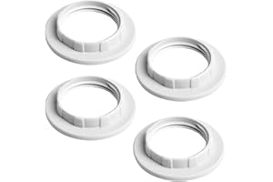 4 Piece E14 Lampshade Reducer Ring, 26.5mm Plastic Screw Collar for Table Lamp & Ceiling Light - Twist Lock Socket Replacemen