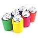 Beer Can and Bottle Insulators, Indestructible Foam Coolers, 6 Pack of Assorted Solid Colors, Blue, Red, Orange, Green, Yellow, Navy Blue