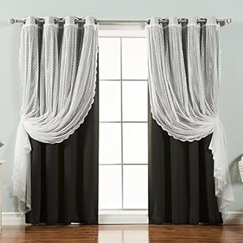 black print sheer mesh body with lace panel curtain Los black print sheer mesh body with lace panel curtain