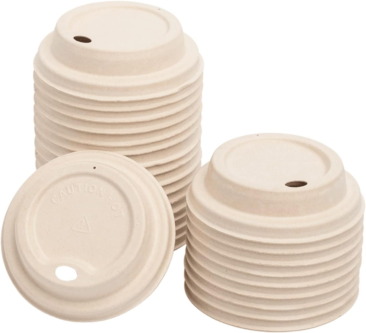 Photo 1 of Reharvest 9 oz Cup Lids [Pack of 50], 3.1-in Diameter, Heavy-Duty, 100% Biodegradable, Home Compostable, Plastic-Free, BPA-Free, Made of Eco-Friendly Plant-Based Sugarcane Bagasse