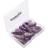 BEADIA Natural Amethyst Teardrop Stone Beads 10x30mm 12pcs Dangle Earring Charm for DIY Jewelry Making