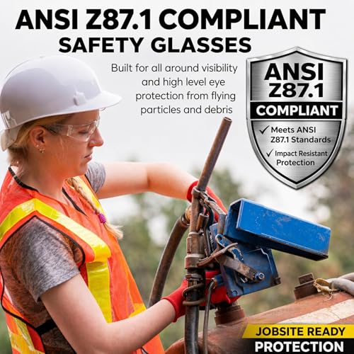BISON LIFE Clear Safety Glasses, ANSI Z87.1 Certified Eyewear Men & Women.