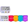 [2024New] 1 Day 4 Times Pill Organizer,5 Alarms+1 Timer,Loud Sound,Large Compartment,Large Screen,Moisture-Proof Design,Hold Vitamins,Fish Oil,Weekly Pill Box/Cases,Daily Medicine Dispenser