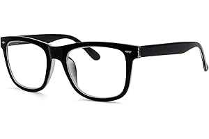Eyekepper Reading Glasses Men Women Square Large Lenses Spring-Hinges Readers Black +1.75