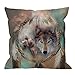HGOD DESIGNS Wolf Pillow Case,Best Cool Wolf Dream Catcher Cotton Linen Cushion Cover Square Standard Home Decorative for Men/Women 18x18 inch Brown Green Gray