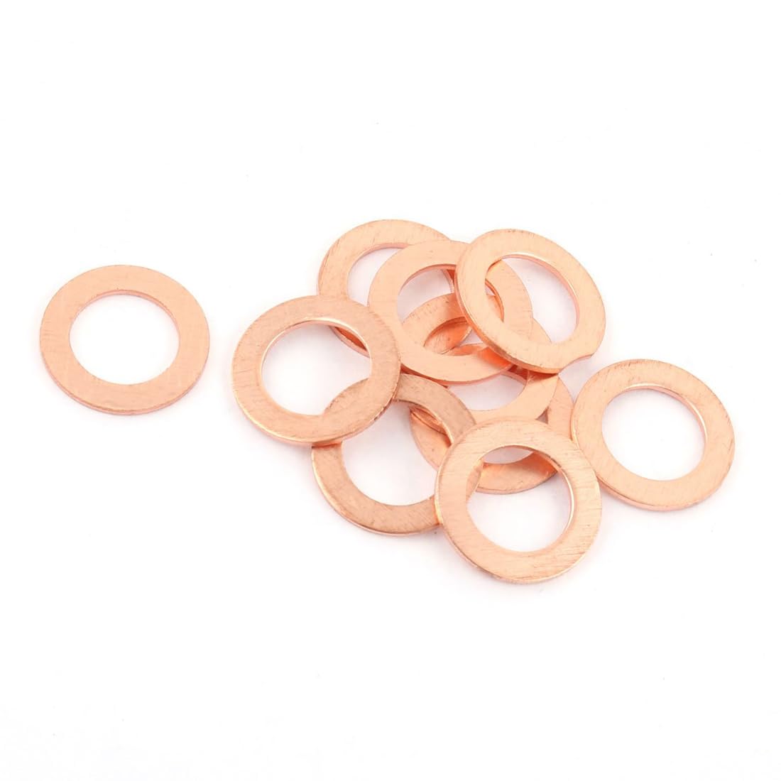 M10 Flat Washer Copper Sealing Ring, 10mm ID 16mm OD 1mm Thickness Metric Sealing Gasket, 10 Pieces