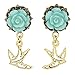 IPINK Blue Rosebud and Swallow Dangle Plugs 0 Gauge-20mm Acrylic Plugs(2 Pieces)