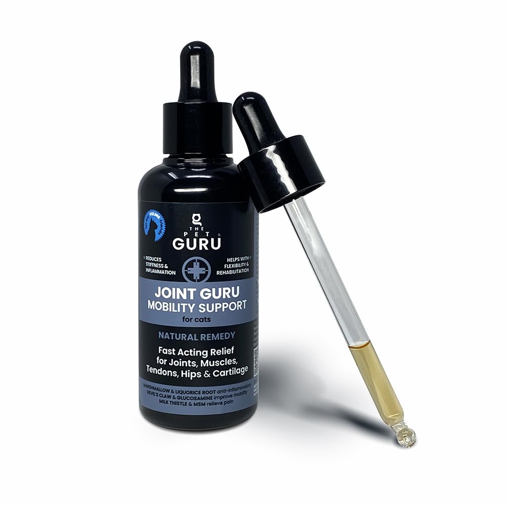 THE PET GURU - Joint Guru Mobility Supplement for Cats, 100ml - Naturally supports flexibility vitality - Cat Health - Joints Tendons Hips - Anti-inflammatory