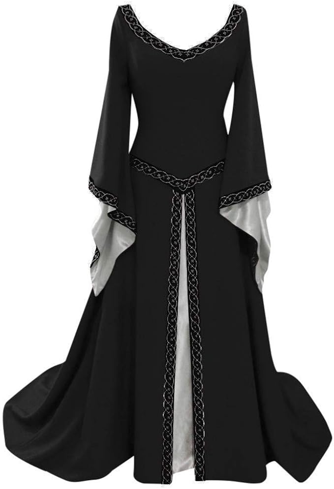 Inodoz Women S Long Sleeve Cosplay Dress V Neck Medieval