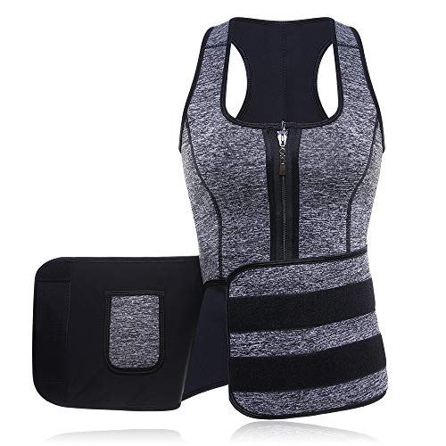 Neoprene Sauna Suit Tank Top Vest for Women, Slimerence, Latex Sport Girdle Waist Trainer Corset Grey M