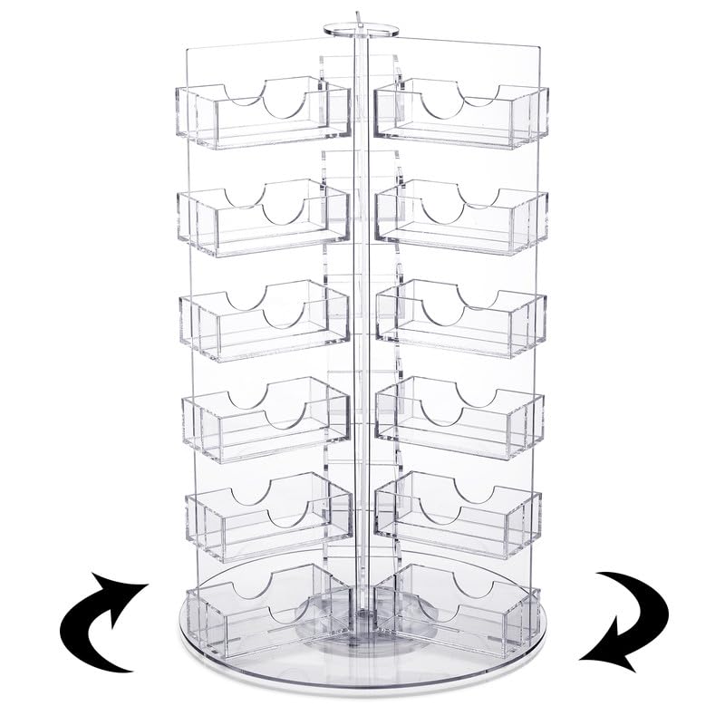 Photo 1 of Huwena 36 Pocket Acrylic Rotating Business Card Holder Multiple Spinning Clear Business Card Holder Countertop Greeting Sticker Displa Stand Multi Slot Organizer for Office Home Desk