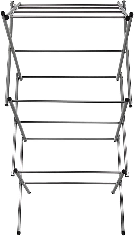 Home Vida Accordion Drying Rack 3-Tier X-Frame Clothes Airer with Foldable Metal Design, Indoor/Outdoor Use, Silver - Image 3