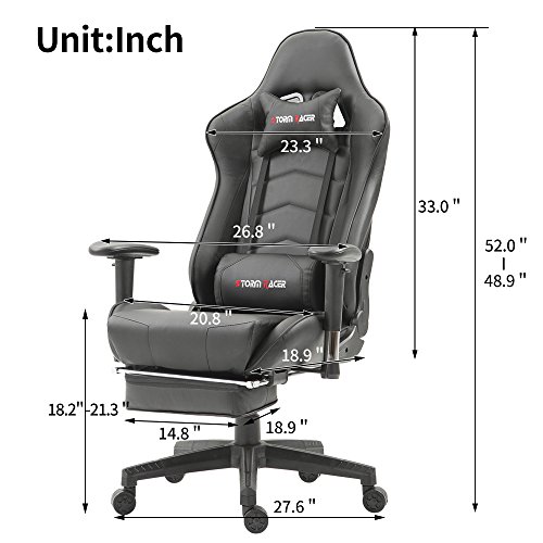 Storm-Racer-da-ufficio-relax-con-sedile-sportivo-Larga-Sedia-ergonomiche-da-alta-sportiva-con-supporto-lombare-e-poggiapiedi-regolabile-nero