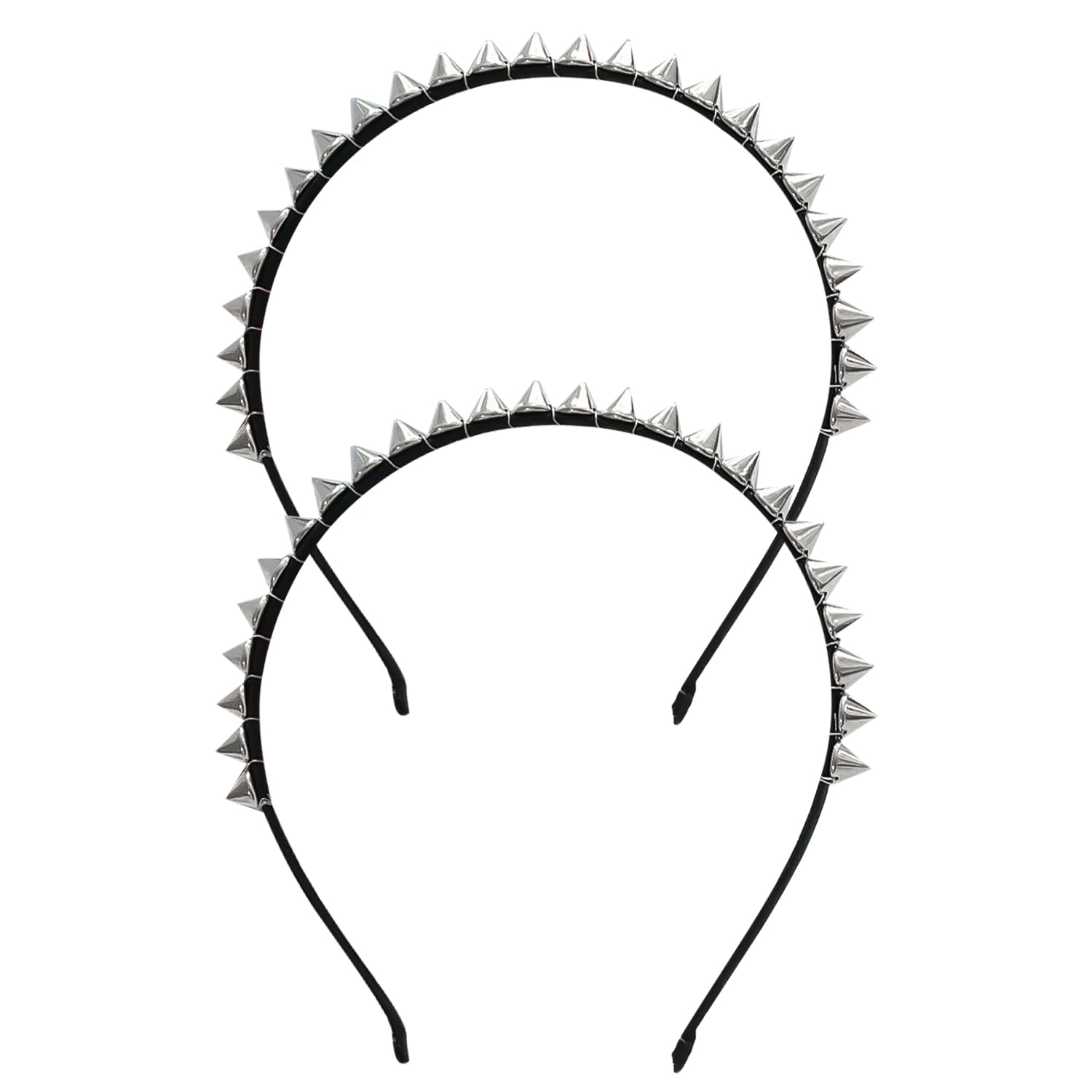 HAICN 2-Piece Riveted Metal Punk Pointy Headband with Studs for Women's Party Supplies